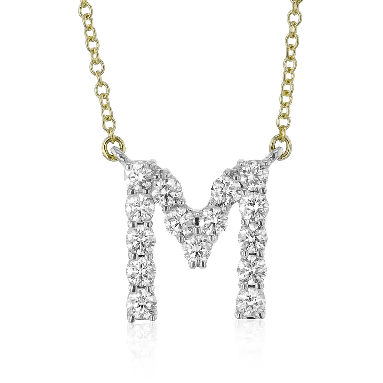 Personalized Initial Pendant Necklace in 18k Gold with Diamonds T-21 WHITE 18K X WHITE