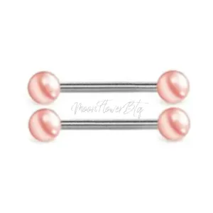 Pink Acrylic Stainless Steel Barbell Nipple Rings
