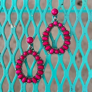 Pink Stone Tear Drop Earrings