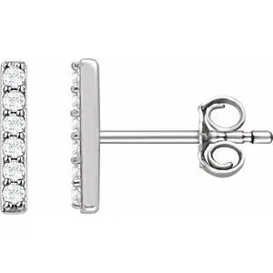 Platinum 1/10 CTW Natural Diamond Bar Earrings