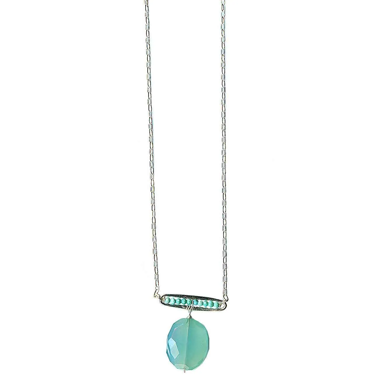 Pods Necklace 4941 with Turquoise and Chalcedony by Michelle Pressler Jewelry