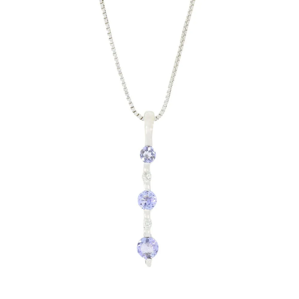 Pre Owned 9ct White Gold Diamond and Tanzanite Pendant for Necklace