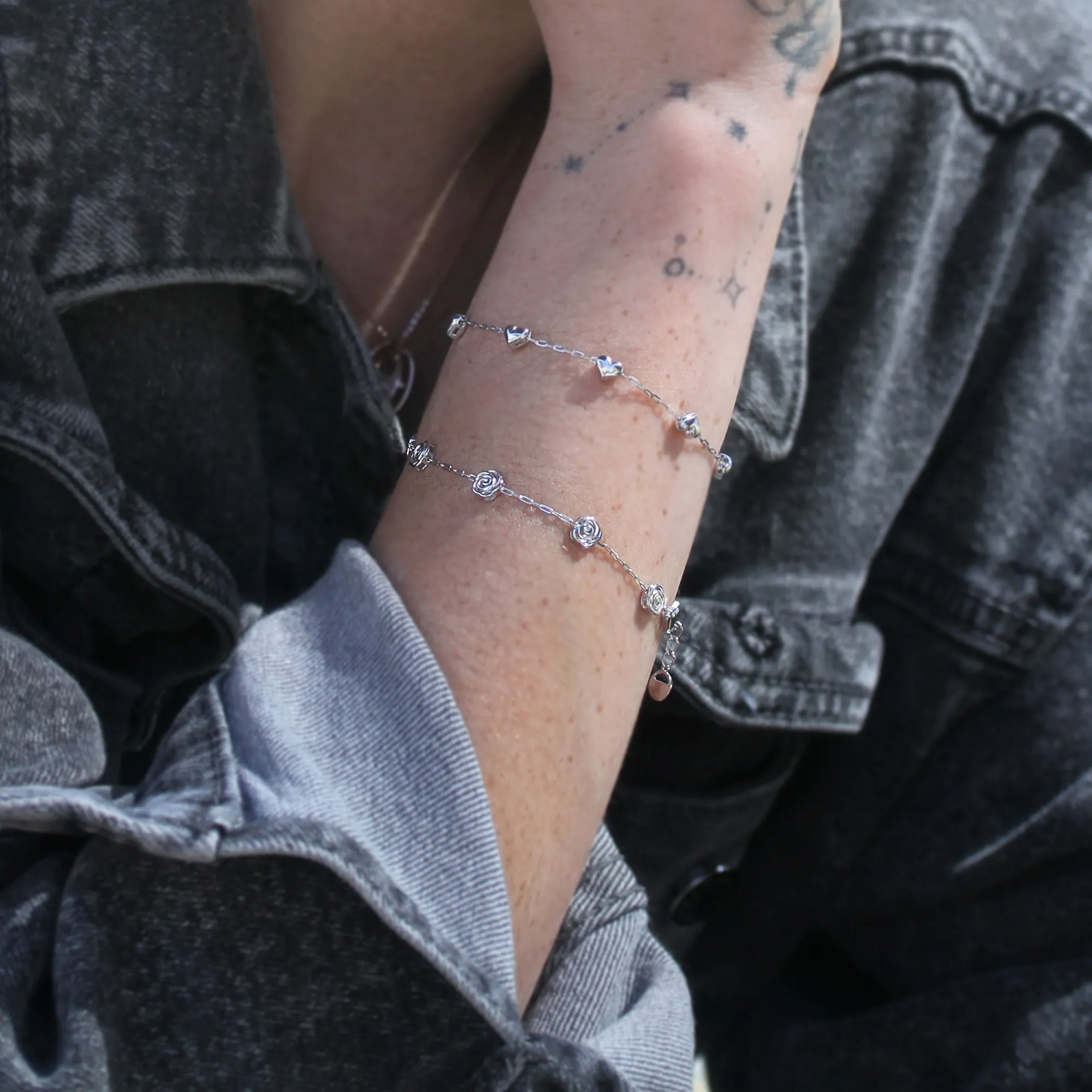 Puffed Shine Roses Bracelet, Anklet