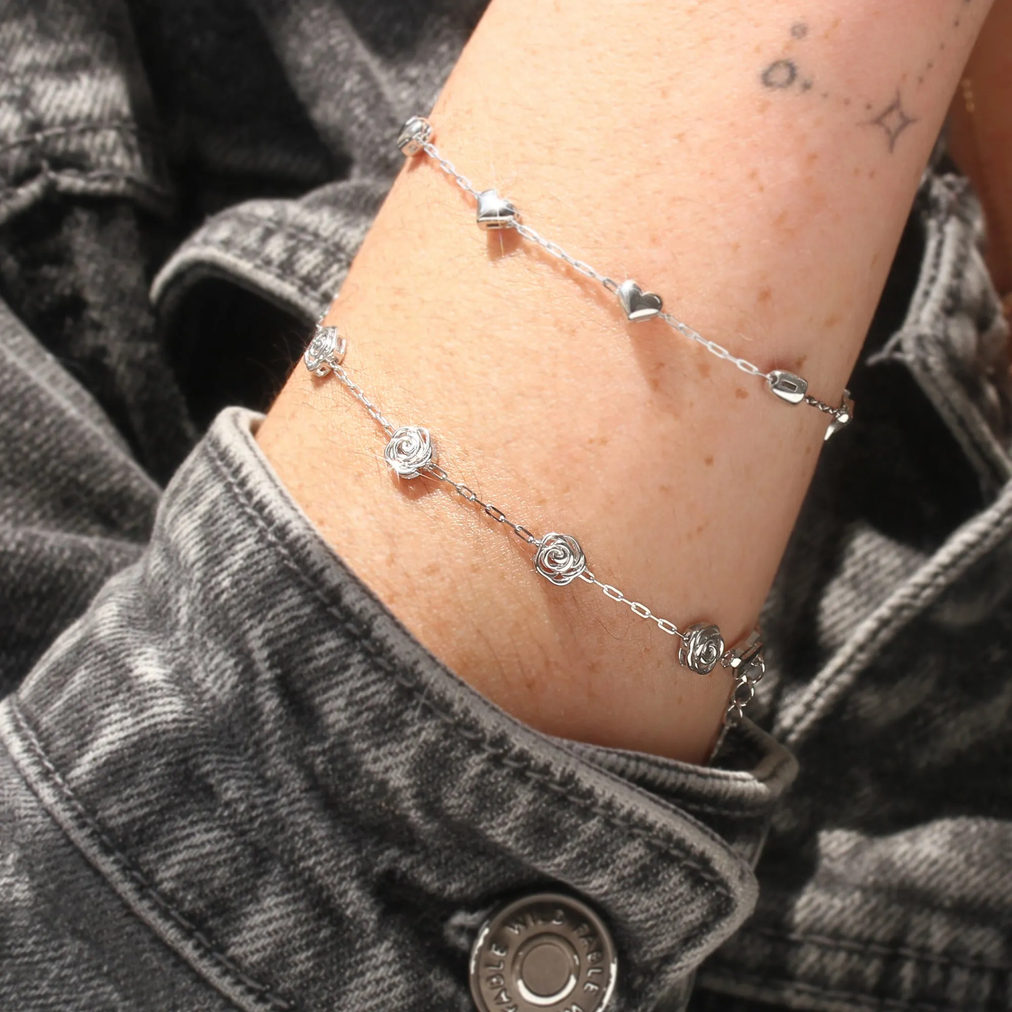 Puffed Shine Roses Bracelet, Anklet