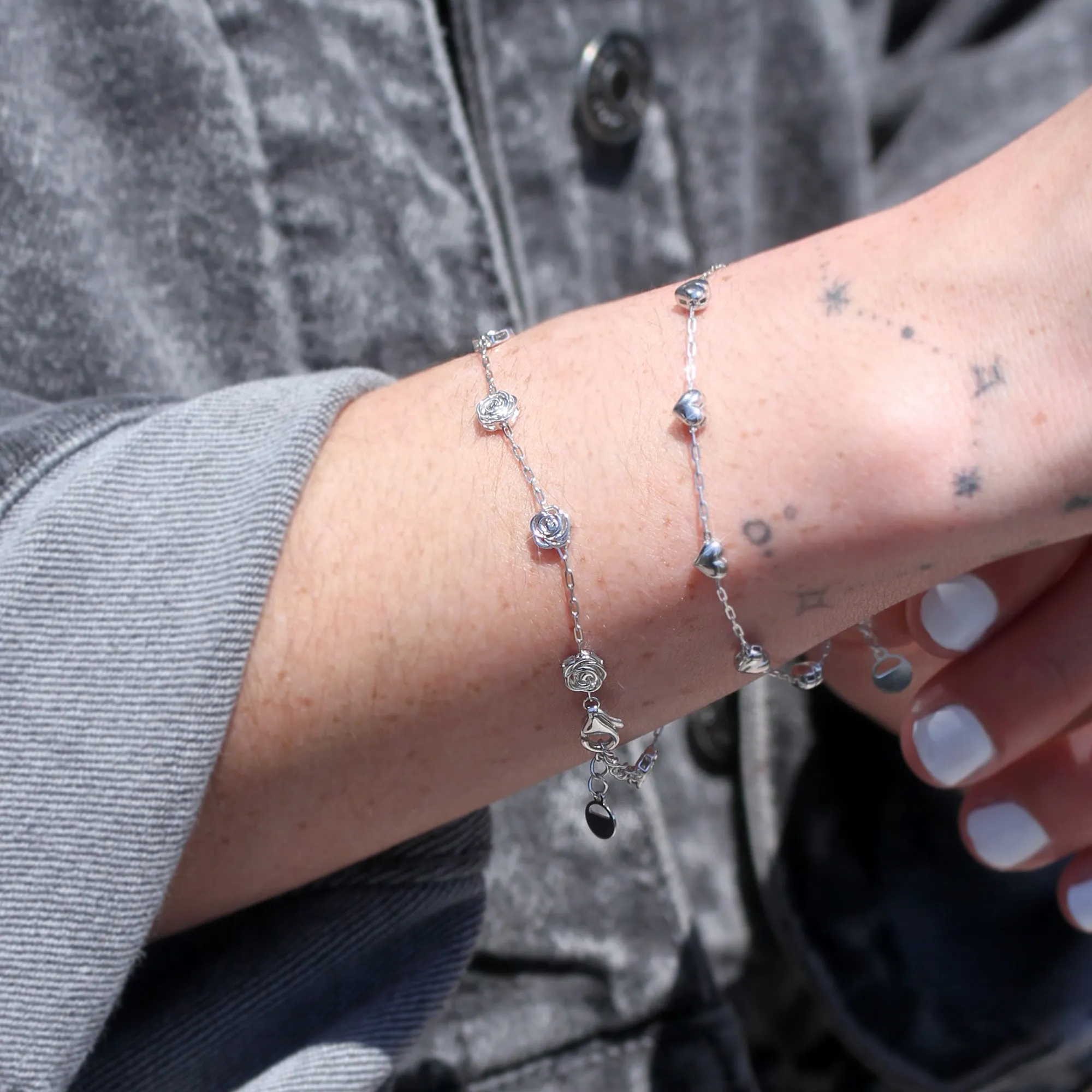 Puffed Shine Roses Bracelet, Anklet