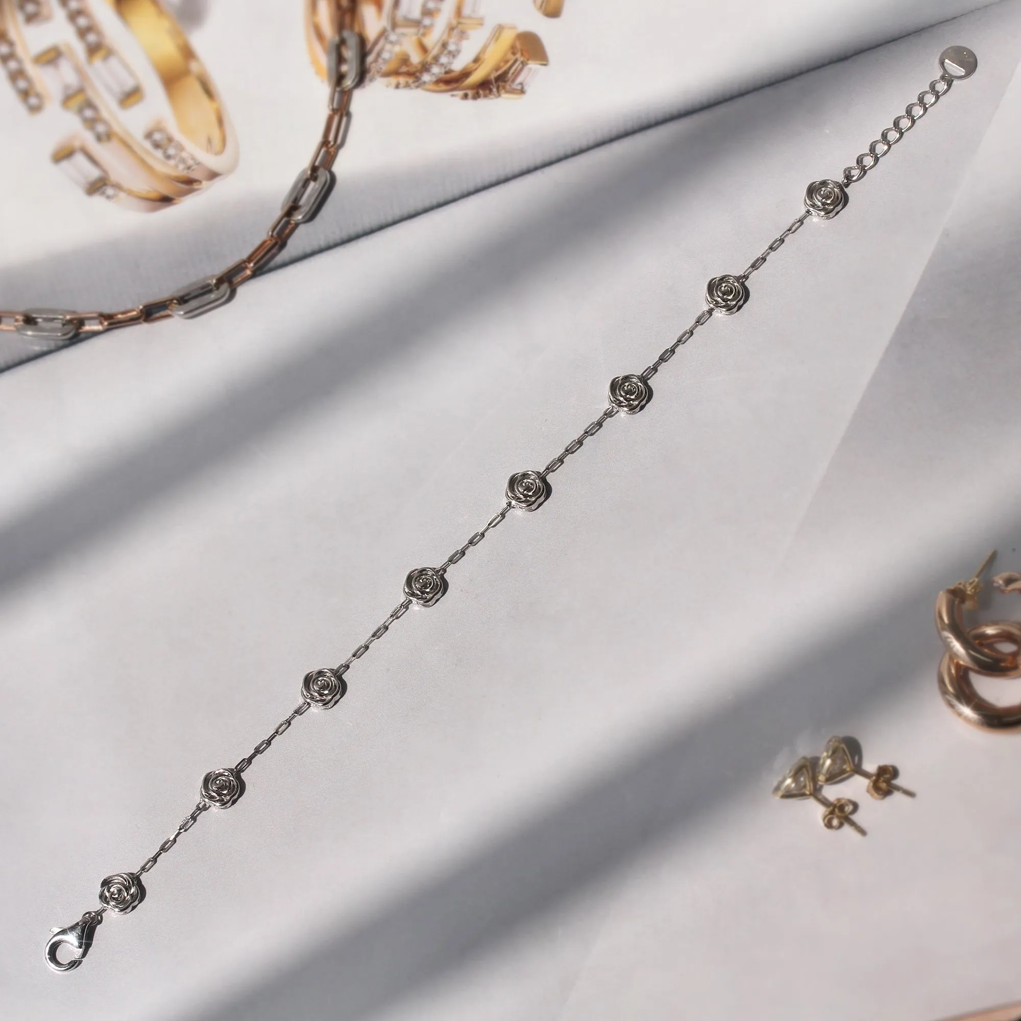 Puffed Shine Roses Bracelet, Anklet