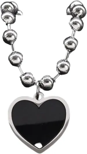 Punk Goth EWomen Black Heart Necklace For Women Korean Stainless Steel Clavicle Chain Choker Necklaces Jewelry VHM3451