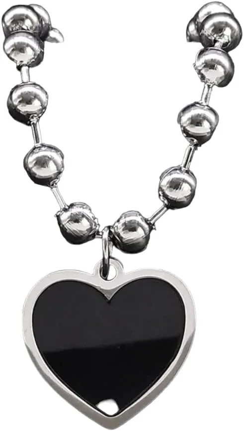 Punk Goth EWomen Black Heart Necklace For Women Korean Stainless Steel Clavicle Chain Choker Necklaces Jewelry VHM3451