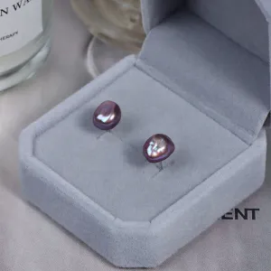 Purple Iridescent Baroque Pearl Stud Earrings