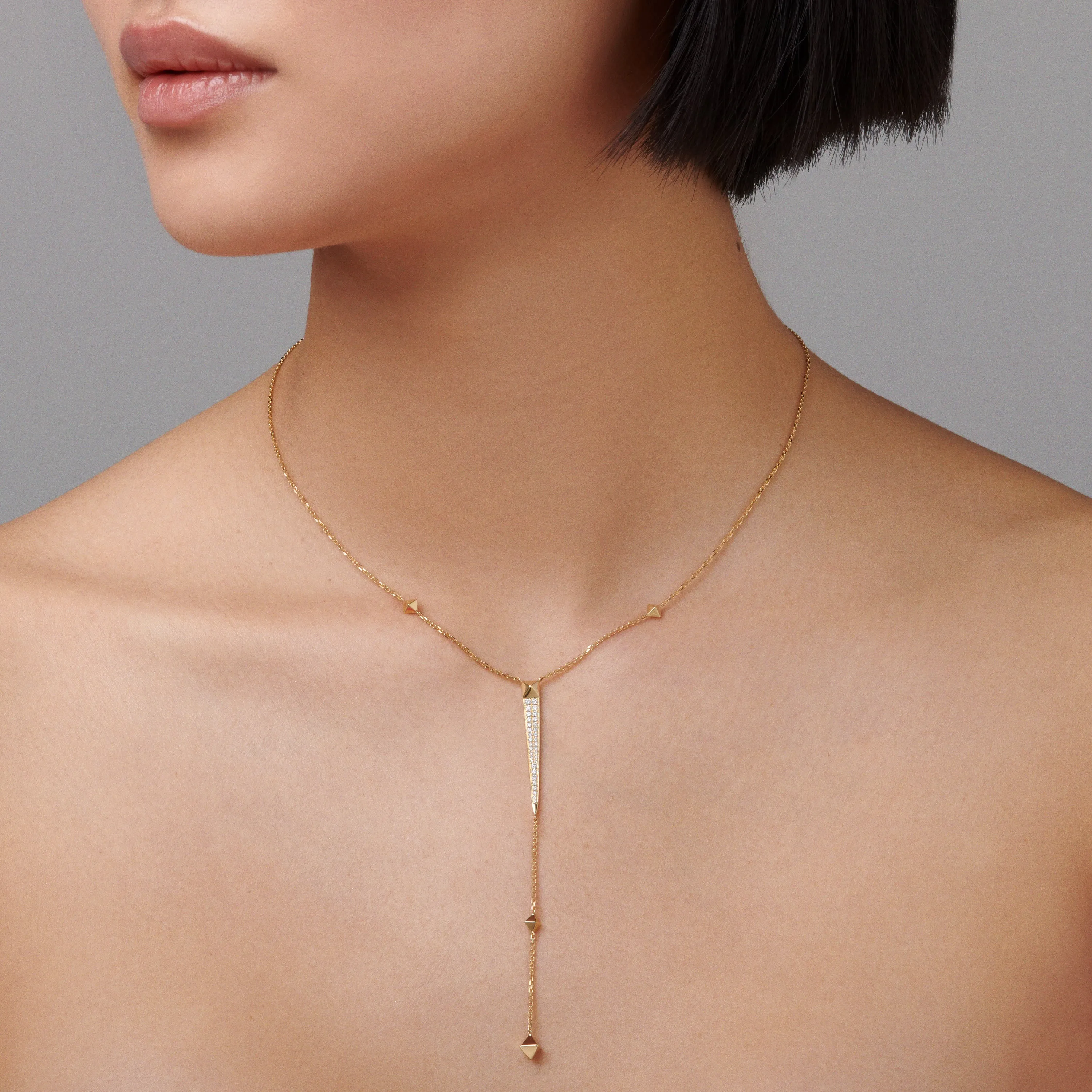 R.08® Pointe Lariat Necklace | Yellow Gold