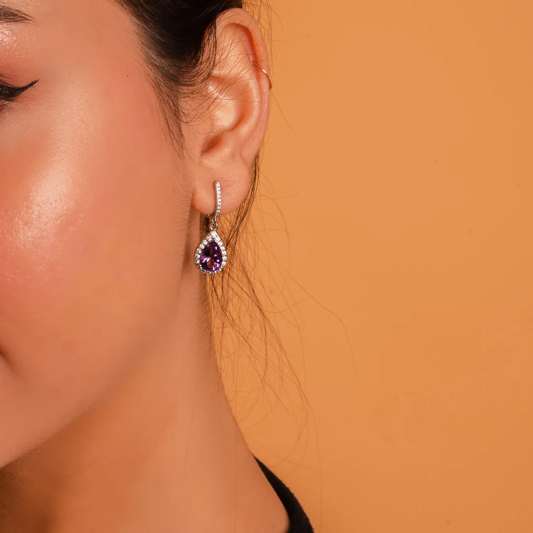 Radiant Amethyst and Zircon Earrings