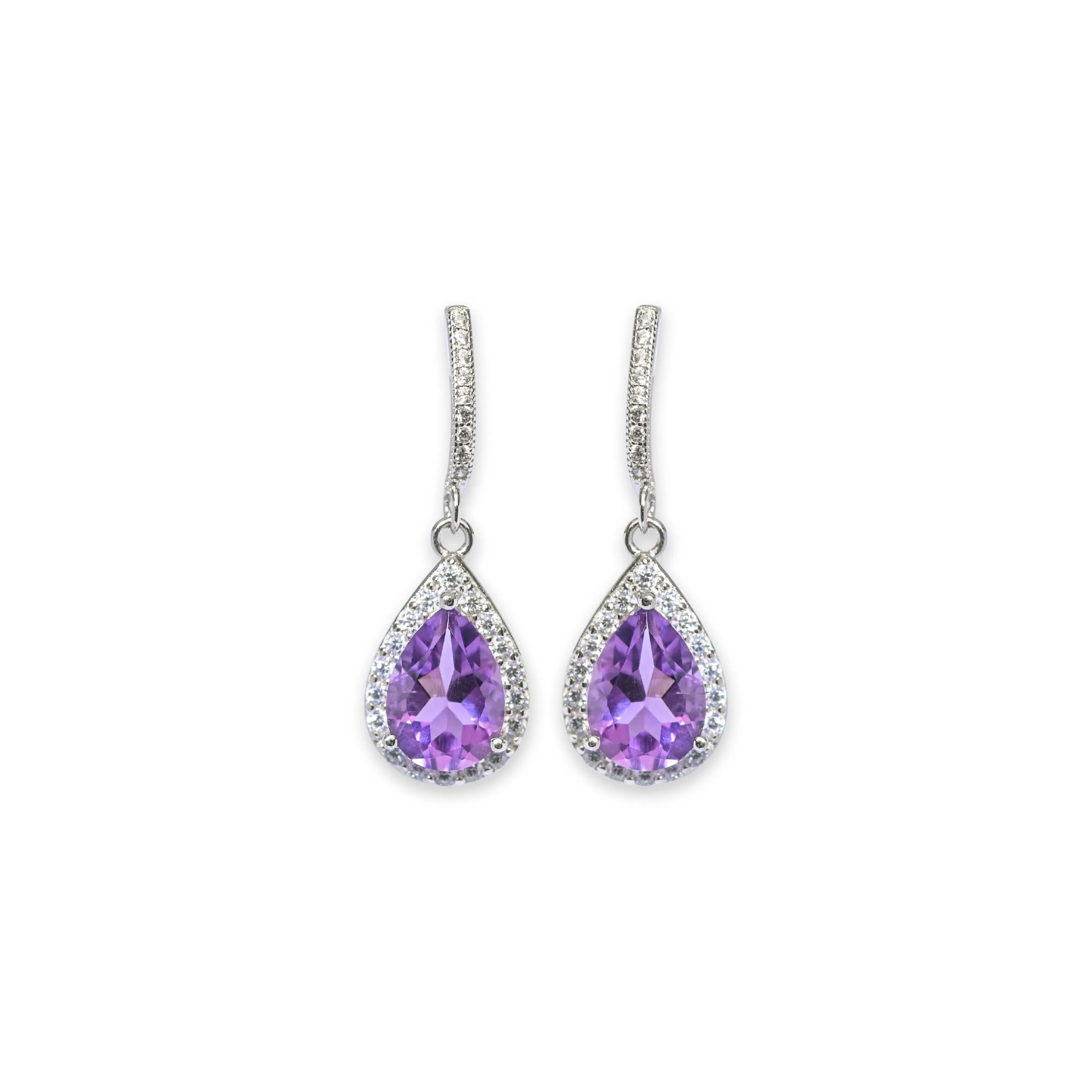 Radiant Amethyst and Zircon Earrings