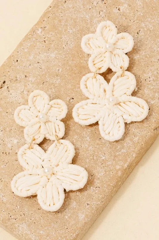 Raffia Flower Earrings
