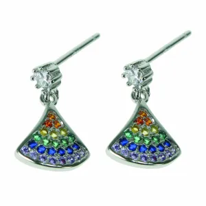 Rainbow Fan Solid 925 Sterling Silver Studs