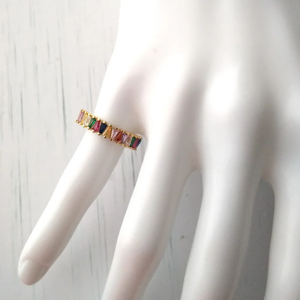 Rainbow Half Eternity Ring