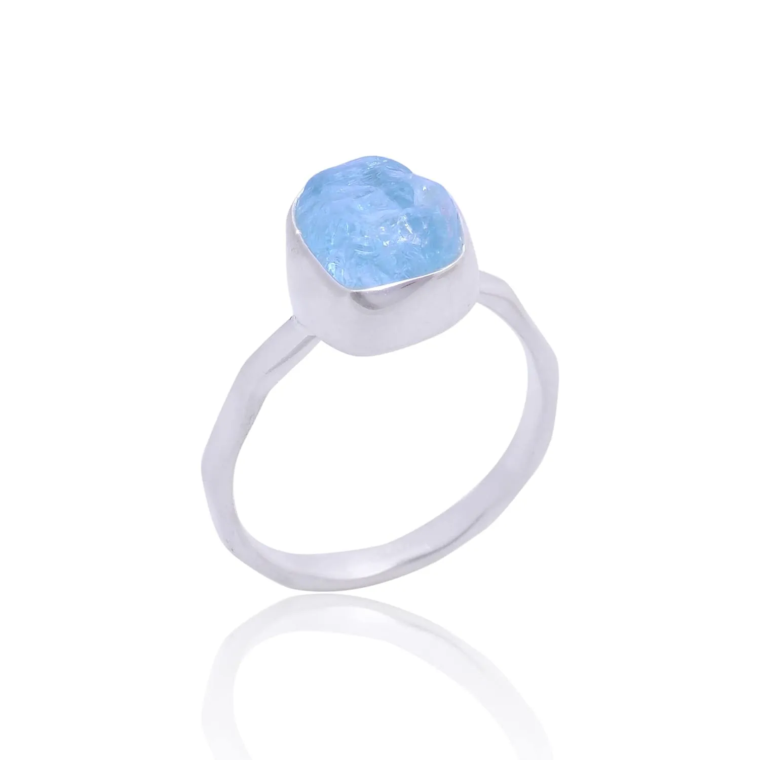 Raw Aquamarine Unshape Gemstone Ring, Raw Gemstone Ring, Sterling Silver Ring, Handmade Gemstone Ring For Women (9)