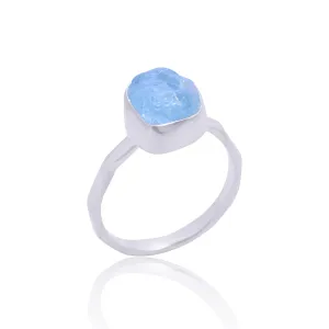 Raw Aquamarine Unshape Gemstone Ring, Raw Gemstone Ring, Sterling Silver Ring, Handmade Gemstone Ring For Women (9)