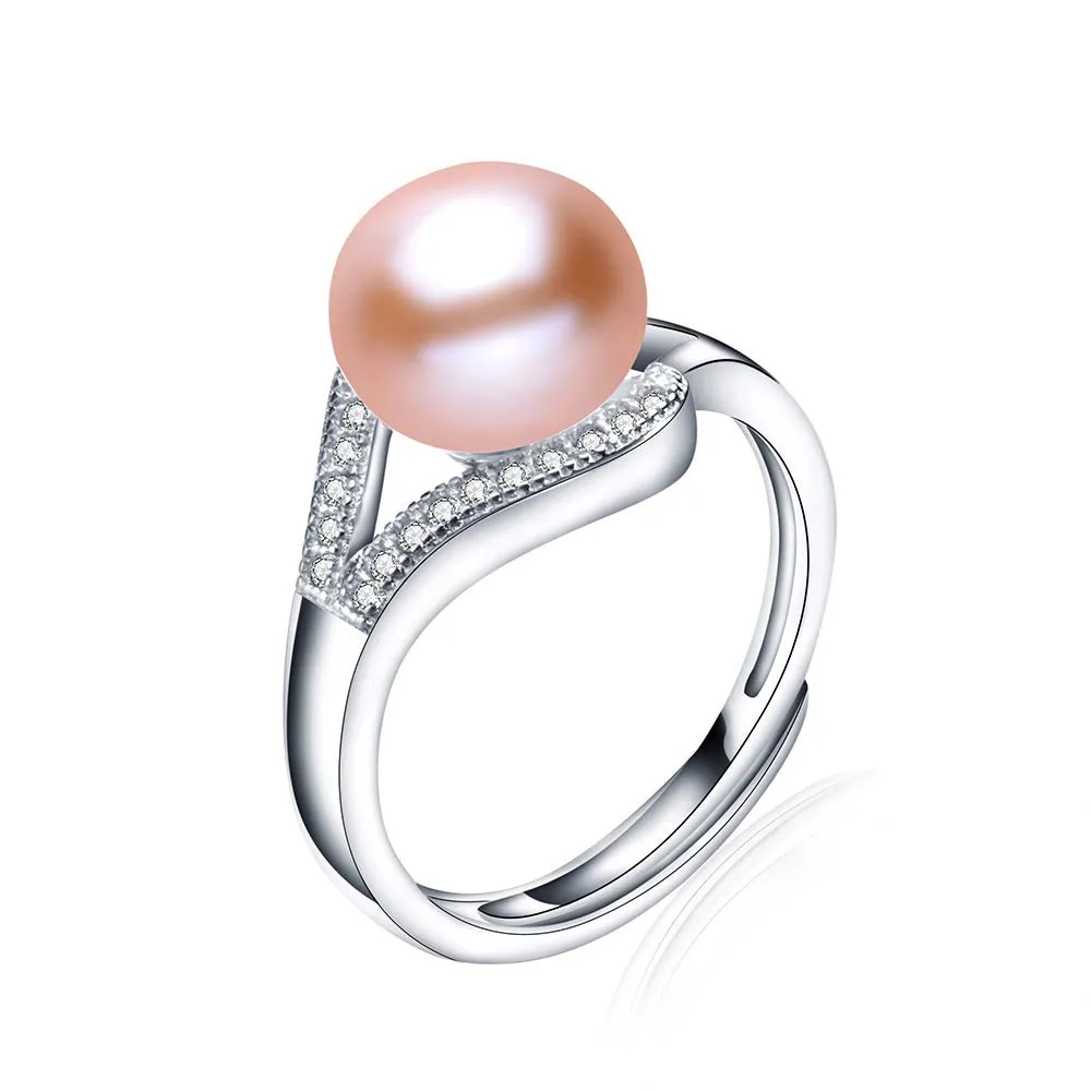 Real freshwater pearl ring for women 925 sterling silver adjustable ring big size 10mm AAAA natural pearl jewelry