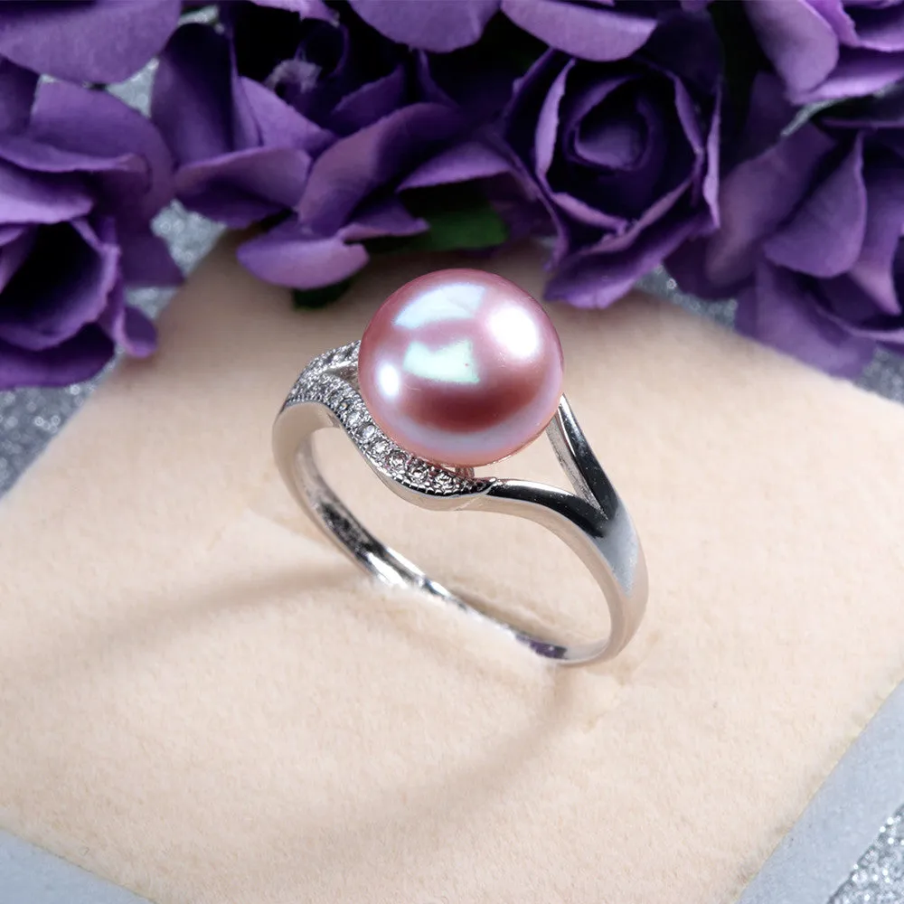 Real freshwater pearl ring for women 925 sterling silver adjustable ring big size 10mm AAAA natural pearl jewelry