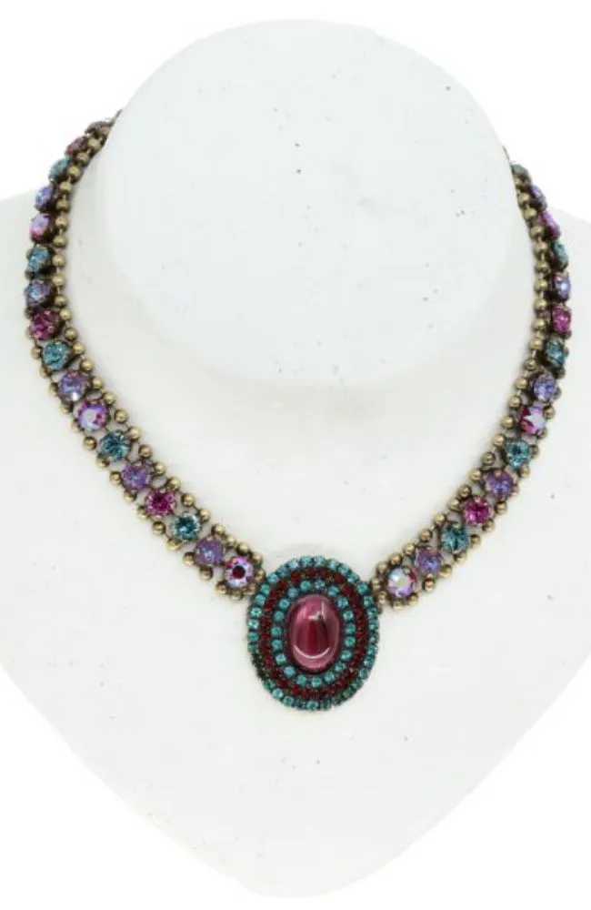Red Gem Oval Pendant Necklace