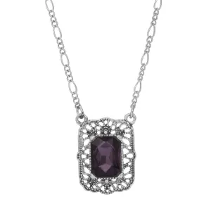 Regency Brontë Filigree Amethyst Octagon Crystal Pendant Necklace 16"   3" Extender