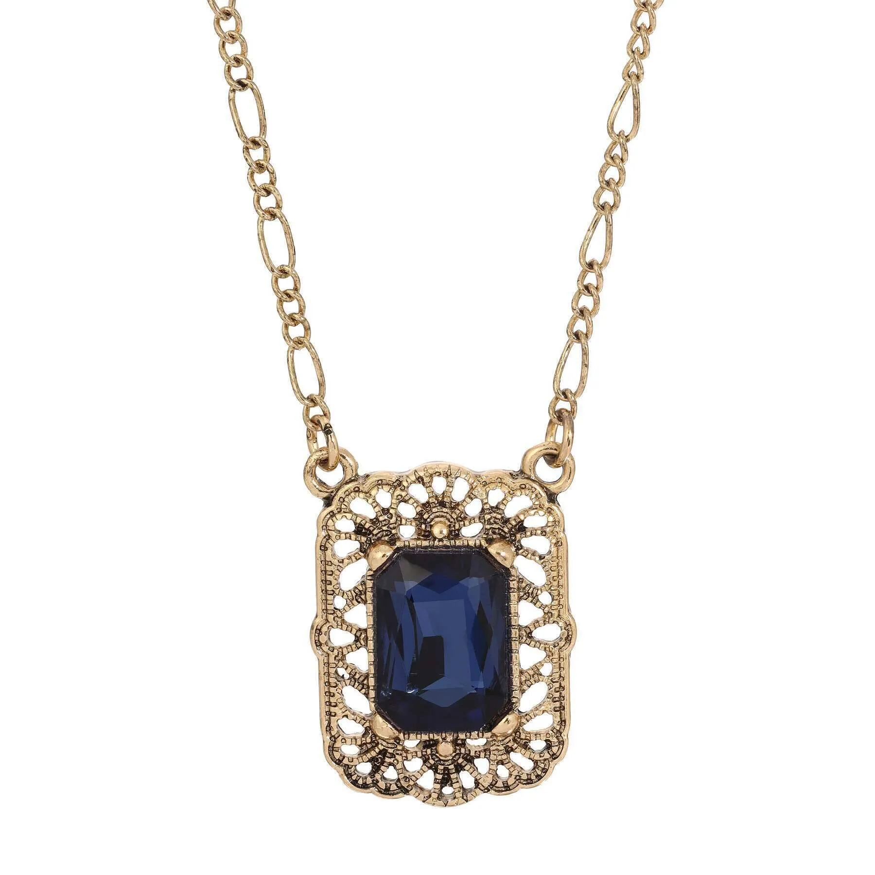 Regency Brontë Filigree Octagon Crystal Pendant Necklace 16"   3" Extender