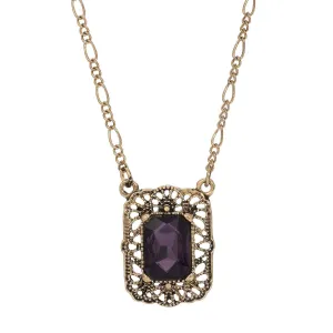 Regency Brontë Filigree Octagon Crystal Pendant Necklace 16"   3" Extender