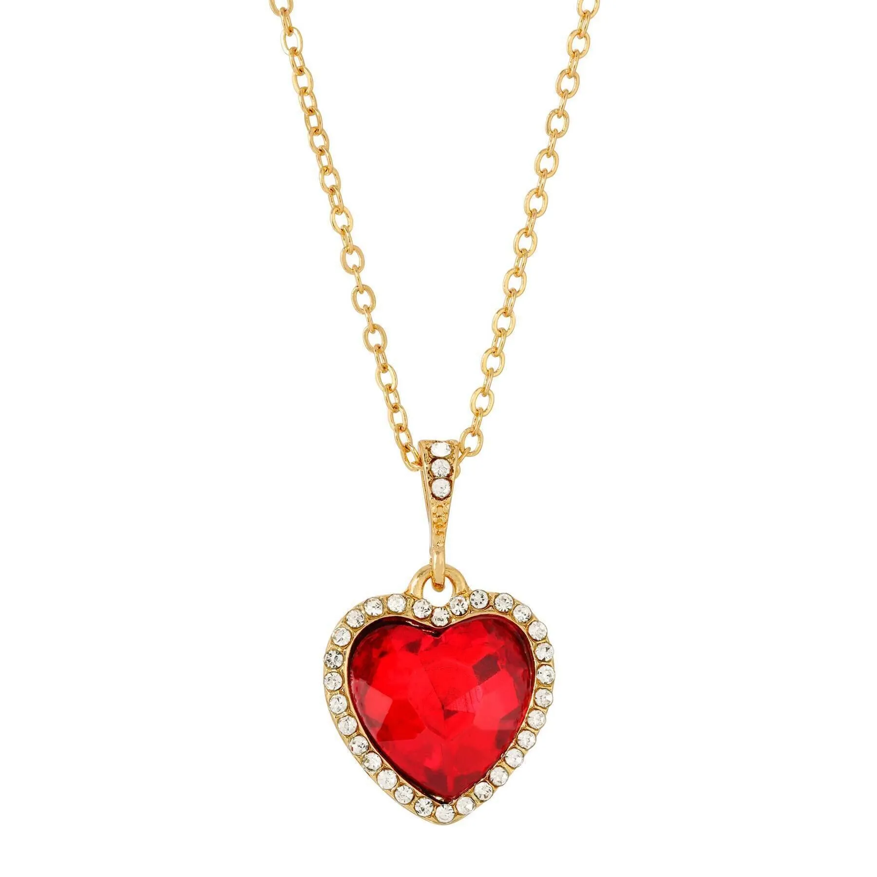 Regency Stone Heart Crystal Pendant Necklace 16"   3" Extender
