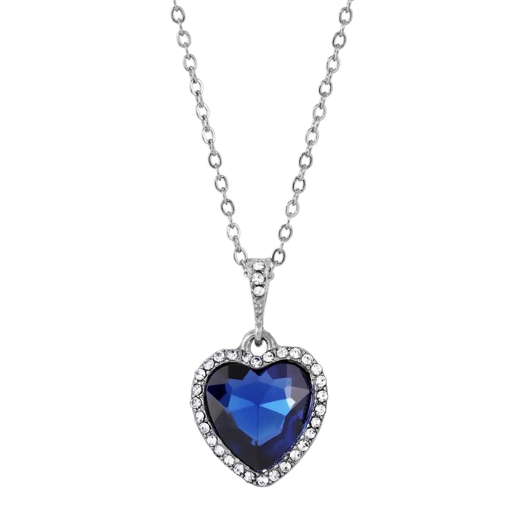 Regency Stone Heart Crystal Pendant Necklace 16"   3" Extender