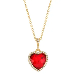 Regency Stone Heart Crystal Pendant Necklace 16"   3" Extender