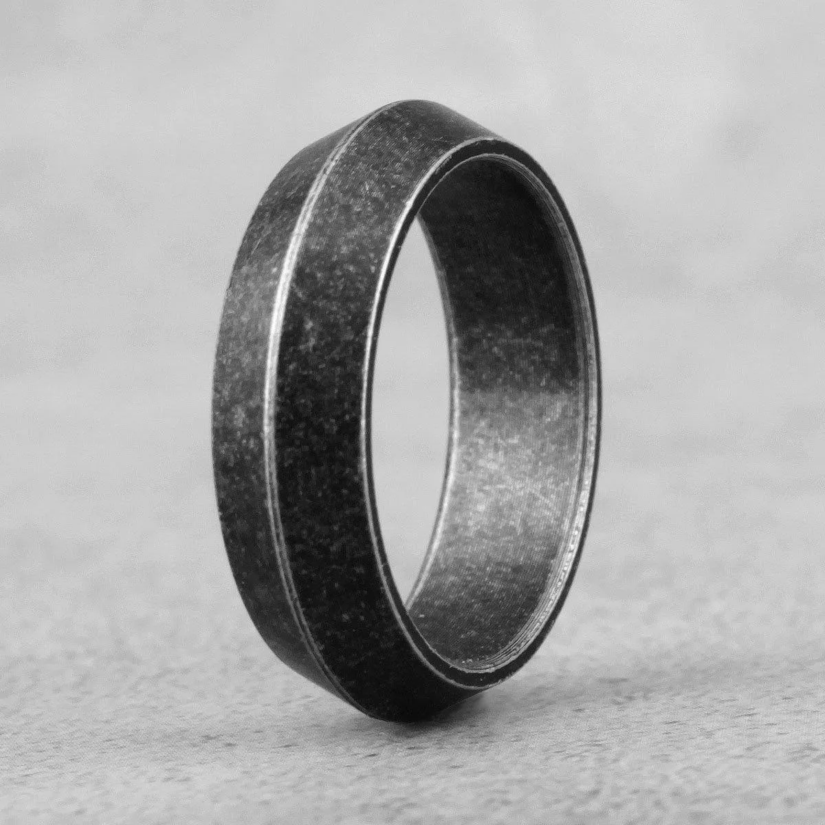 Retro Old Black Triangle Stainless Steel Mens Ring
