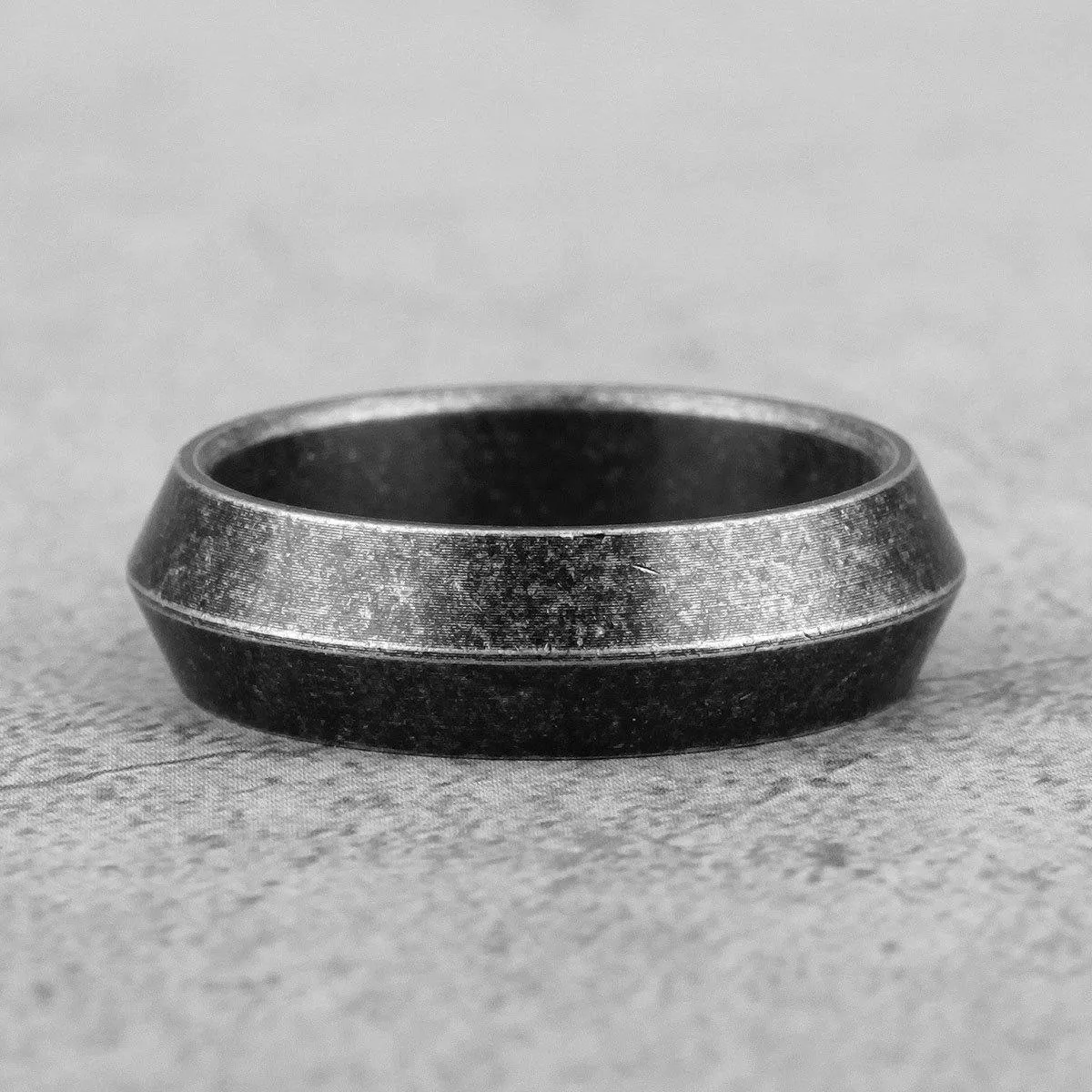Retro Old Black Triangle Stainless Steel Mens Ring