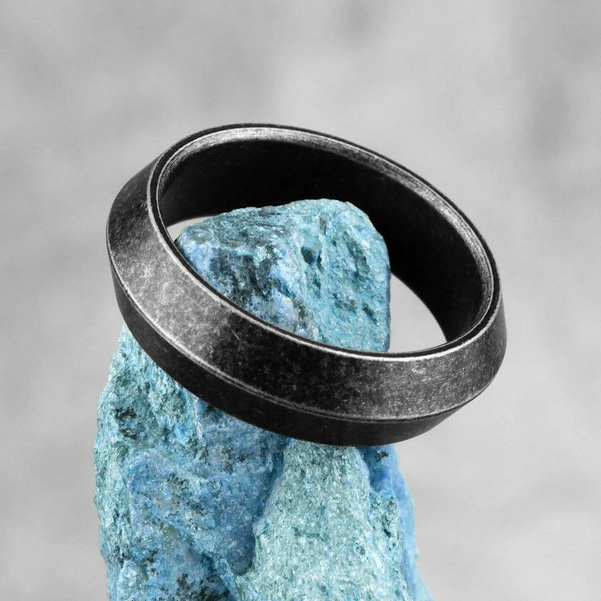Retro Old Black Triangle Stainless Steel Mens Ring