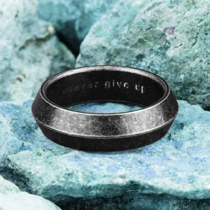 Retro Old Black Triangle Stainless Steel Mens Ring