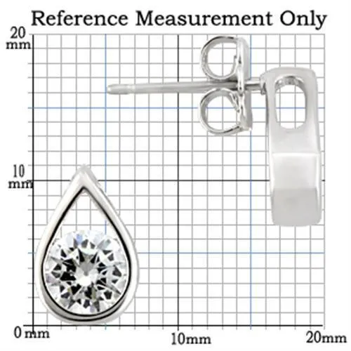 Rhodium 925 Sterling Silver Earrings with AAA Grade CZ in Clear for Women Clear Stone Color Style 0W180