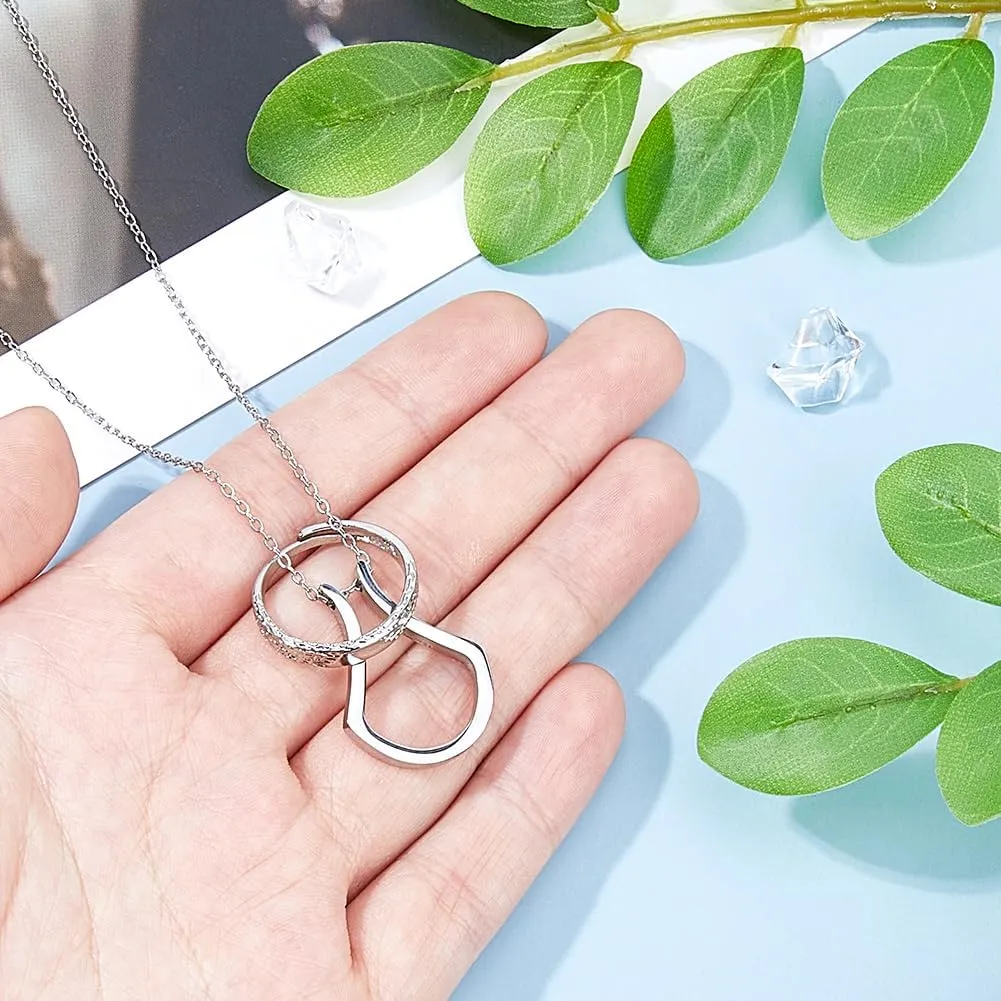 Ring Holder Necklaces 15.83 inch Stainless Steel Ring Keeper Necklaces Wedding Engagement Ring Saver Pendant for Women Ladies Wife