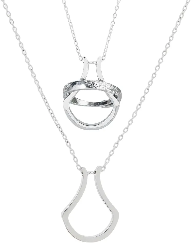 Ring Holder Necklaces 15.83 inch Stainless Steel Ring Keeper Necklaces Wedding Engagement Ring Saver Pendant for Women Ladies Wife