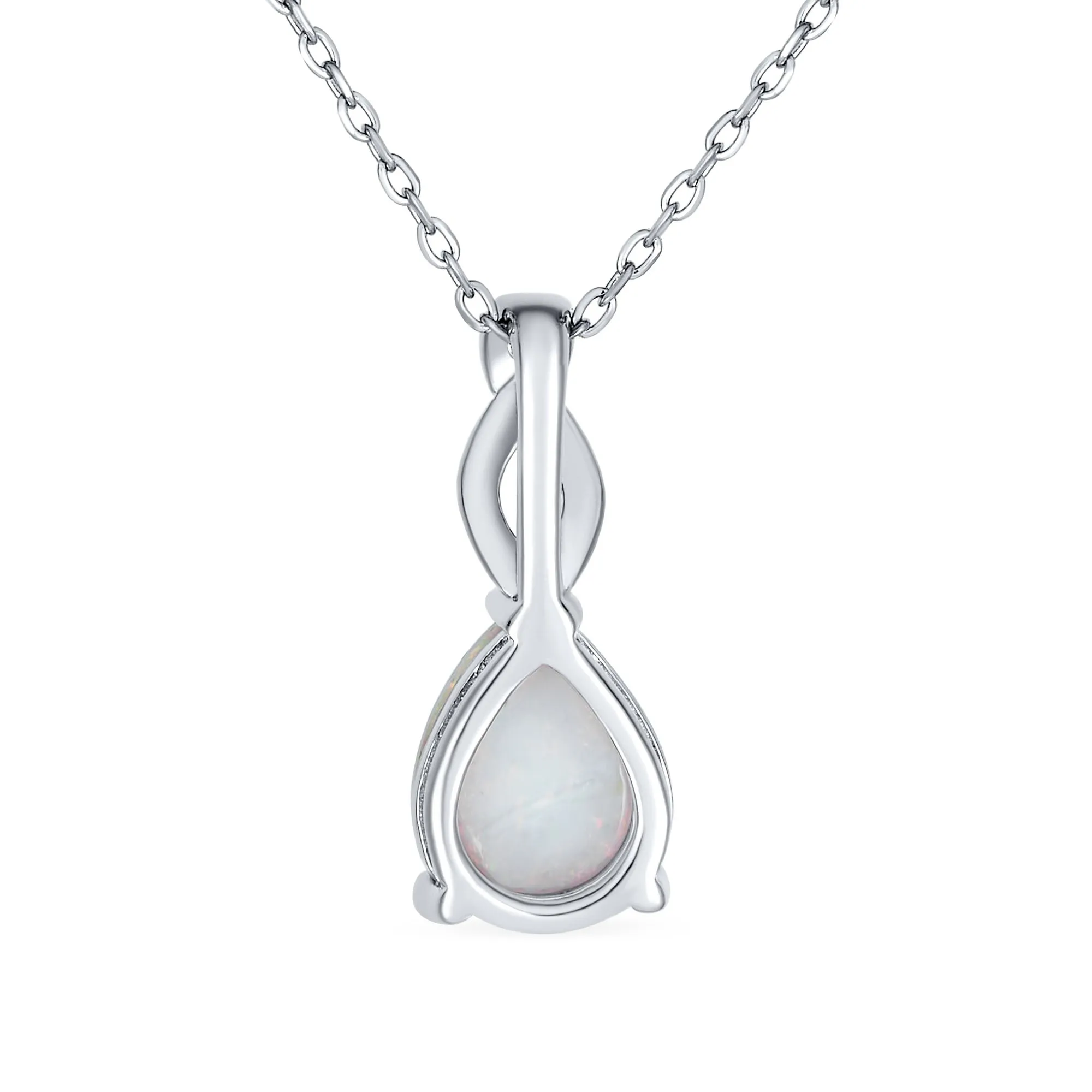 Romantic Opulence Bridal Necklace 3CTW Opal Teardrop Sterling Silver Pendant