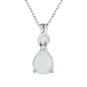 Romantic Opulence Bridal Necklace 3CTW Opal Teardrop Sterling Silver Pendant