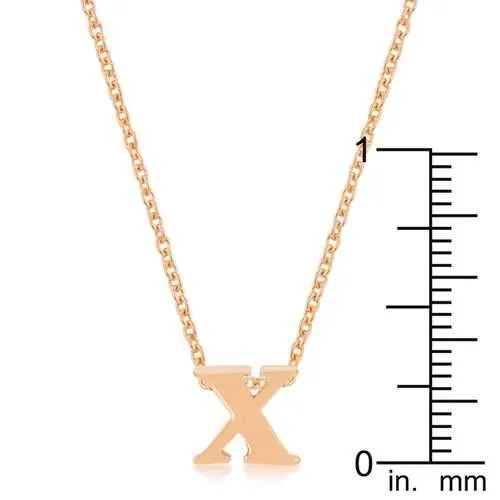 Rose Gold Finish Initial X Pendant