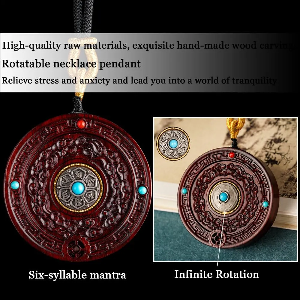 Rosewood Buddha Projection Necklace, Tibetan Buddhist Amulet Pendant for Men Women, Zen Meditation Buddhist Necklace, Good Luck Wealth Feng Shui Amulet