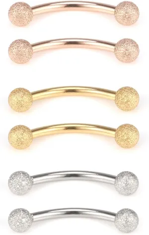 Ruifan 3mm Matte Balls Externally Threaded Curved Barbell Eyebrow Nose Septum Belly Lip Tragus Ring Piercing Jewelry 16G 3/8" 10mm 2-12PCS