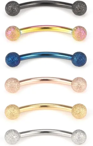 Ruifan 3mm Matte Balls Externally Threaded Curved Barbell Eyebrow Nose Septum Belly Lip Tragus Ring Piercing Jewelry 16G 3/8" 10mm 2-12PCS