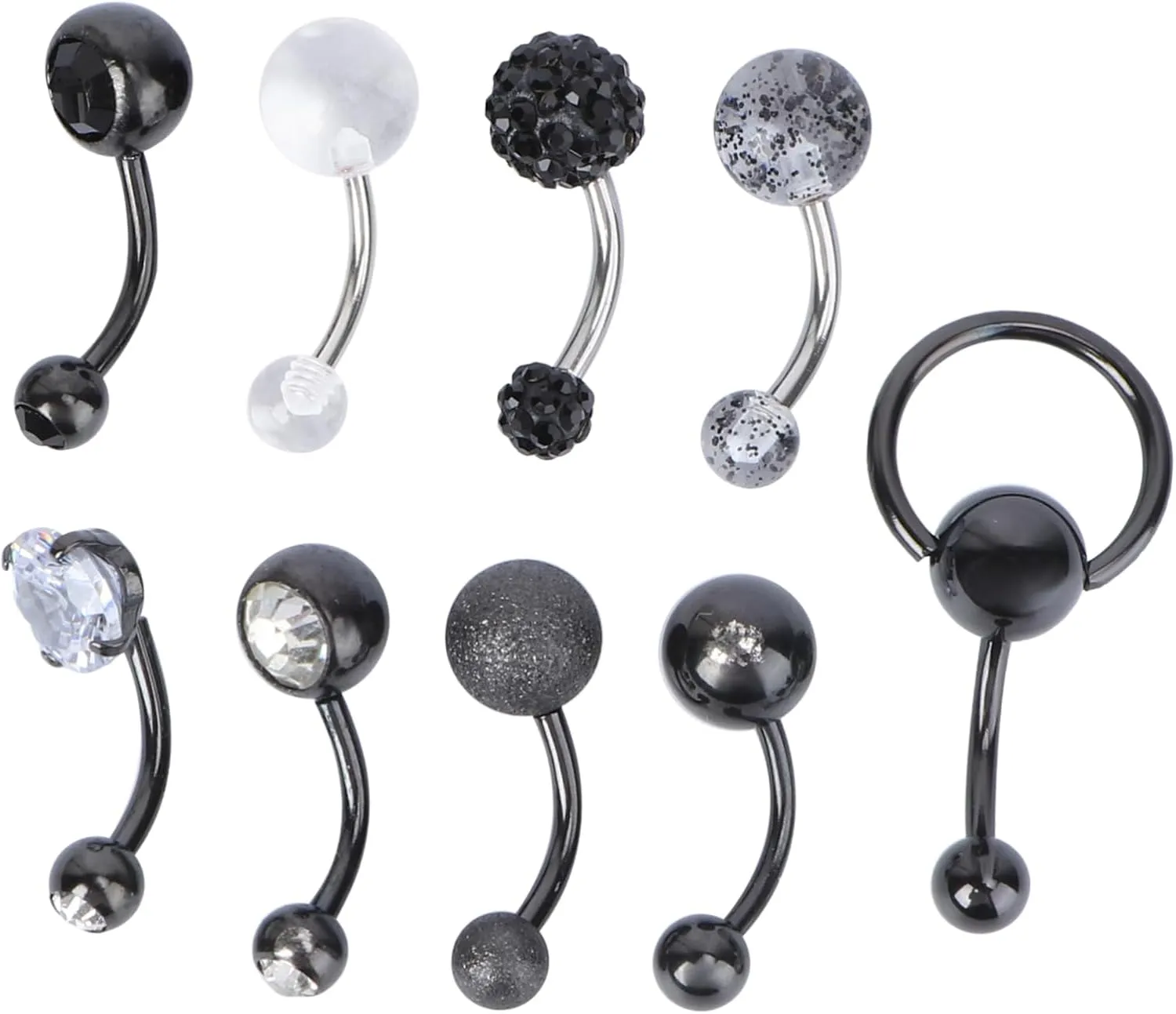 SAFIGLE 9Pcs Zircon Belly Button Ring Elegant Navel Piercing Jewelry Multi Purpose Body Piercing Accessories for Parties and Dances Chic and Design Comfortable Wear