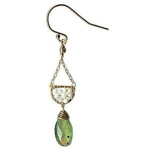 Scallop Earrings 4617 B with Australian Opal and Green Kyanite by Michelle Pressler Jewelry