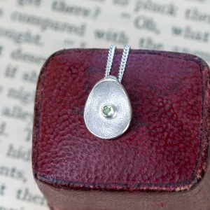 Sea Buttons August Birthstone Silver Peridot Pendant
