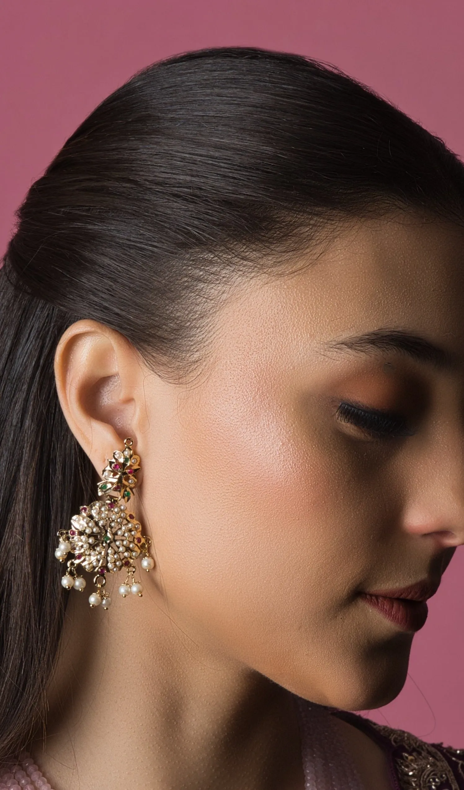 Shanaya Romantic Pink Heart Pendant and Earrings Set