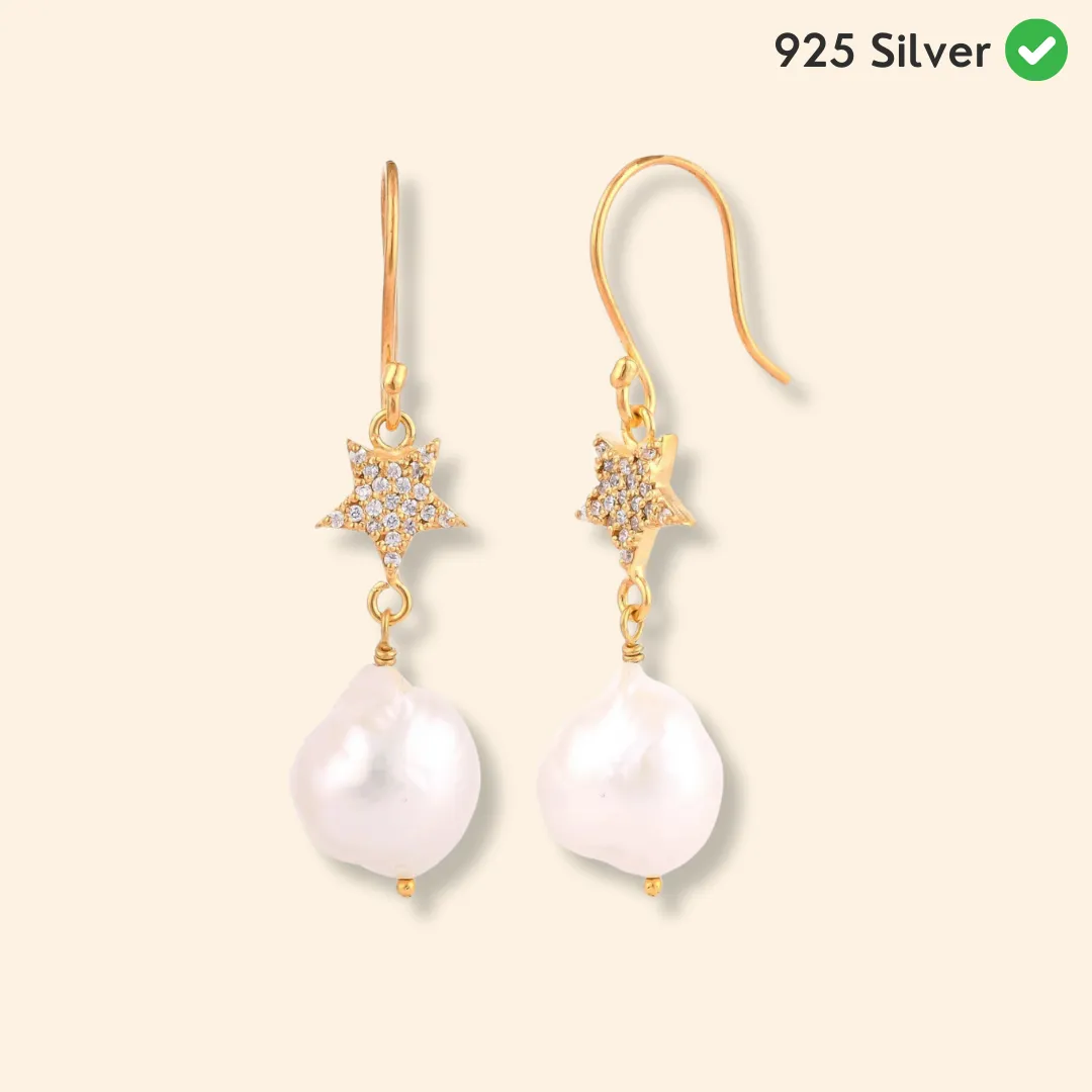 Shining Star Pearl Silver Earring - From Purl