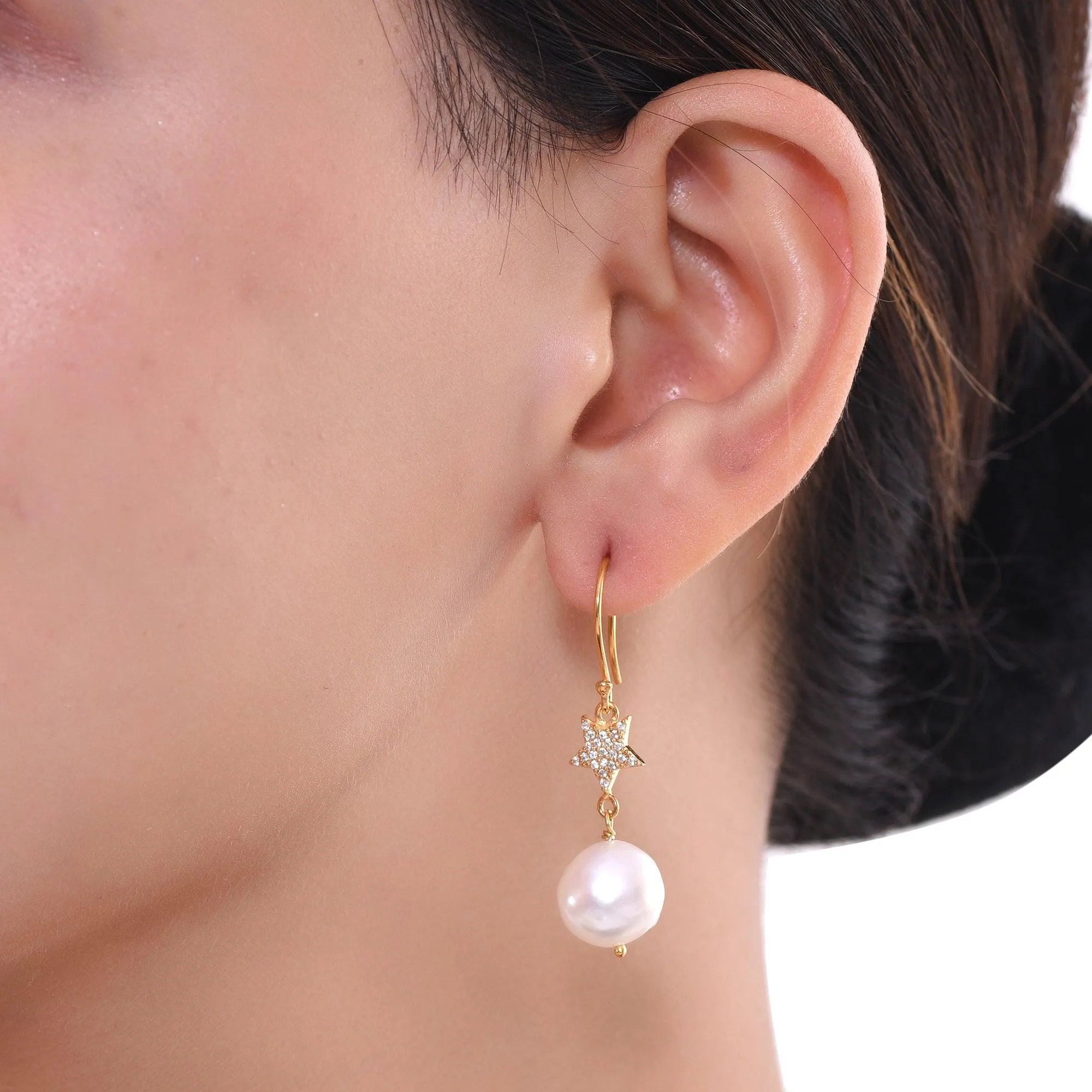 Shining Star Pearl Silver Earring - From Purl