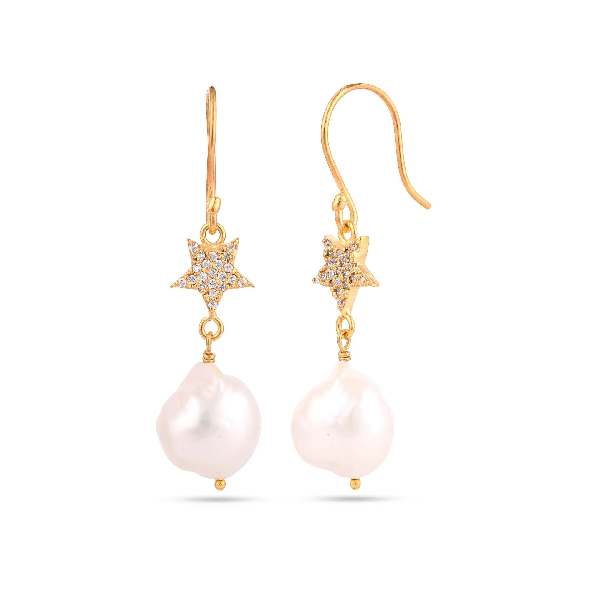 Shining Star Pearl Silver Earring - From Purl